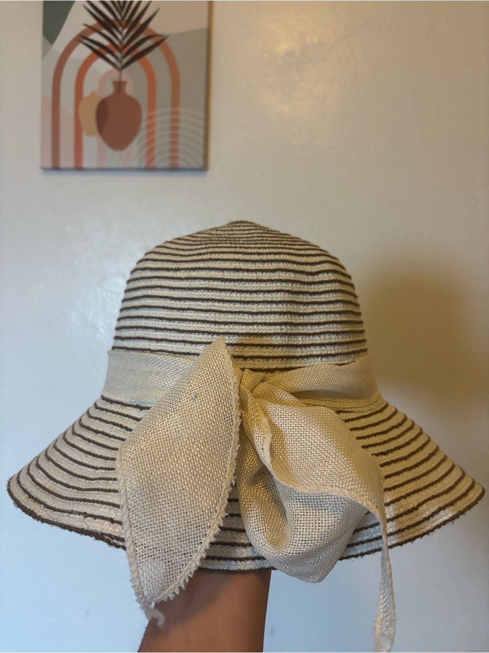 White tan cream Straw raglan hat for bridal shower tea party beach